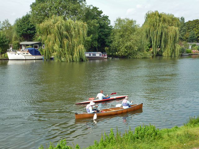 A kayak and a canoe on the River Thames